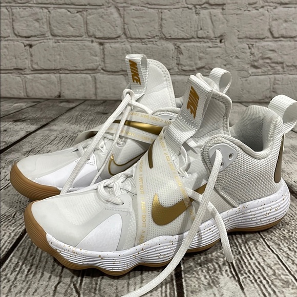 Nike Shoes - Nike React HyperSet White and Gold High-Top Sneakers Size 7 Volleyball Shoes